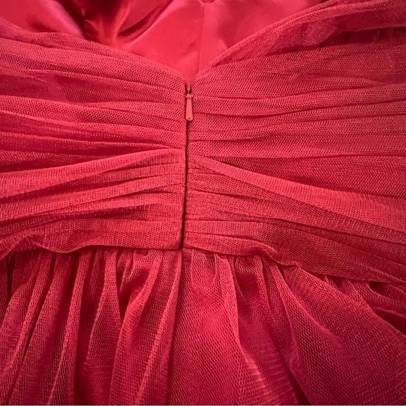 Amsale Red Crimson Maxi Tulle Overlay Formal Dress Crimson 6L Burgundy wedding - Picture 12 of 16